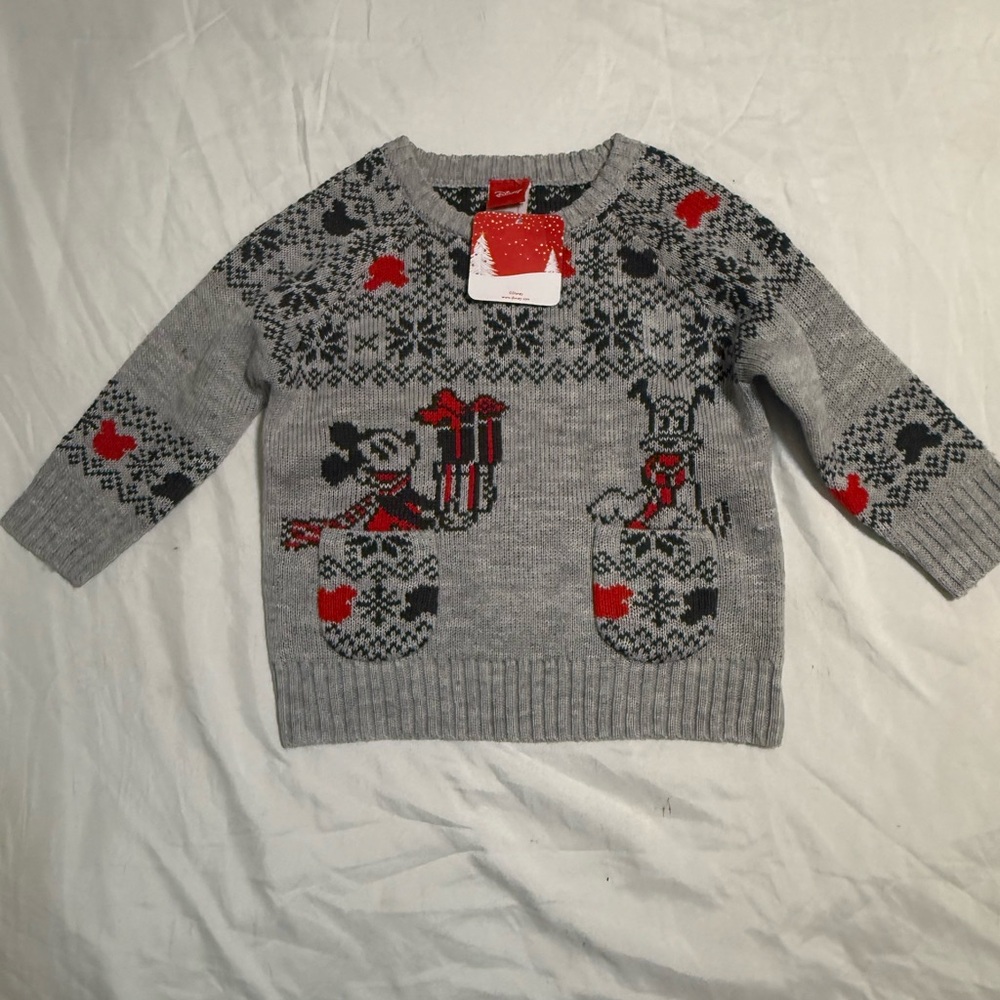 Disney Gray & Black Knit Mickey Holiday Sweater - Toddler